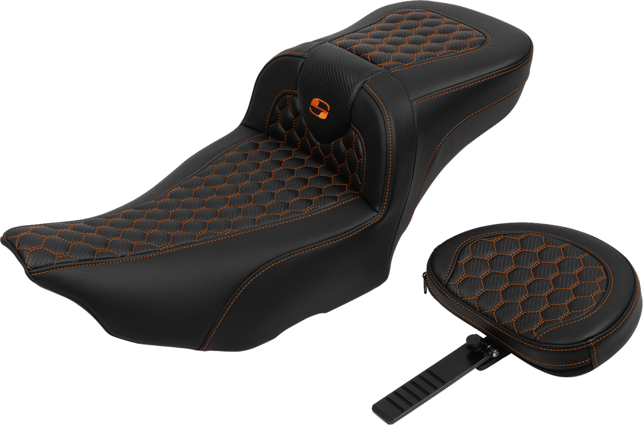 Saddlemen Roadsofa Orange Honeycomb Extended Seat Backrest 23-25 Harley Touring