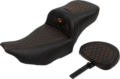 Saddlemen Roadsofa Orange Honeycomb Extended Seat Backrest 23-25 Harley Touring