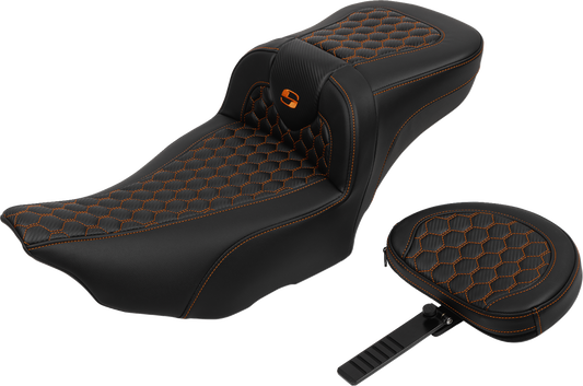 Saddlemen Roadsofa Orange Honeycomb Extended Seat Backrest 23-25 Harley Touring