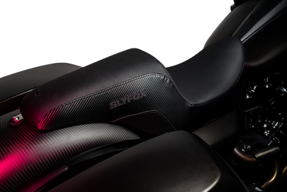Slyfox Smooth Carbon Fiber Seat fits 2008-2024 Harley Touring FLHX FLTR FLHT