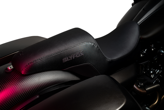 Slyfox Smooth Carbon Fiber Seat fits 2008-2024 Harley Touring FLHX FLTR FLHT