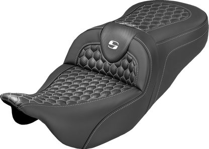 Saddlemen Roadsofa White Honeycomb Extended Seat fits 2008-2025 Harley Touring