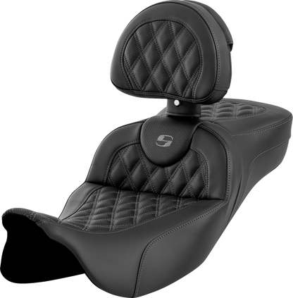 Saddlemen Roadsofa Dark Gray Lattice Extended Seat Backrest 08-24 Harley Touring