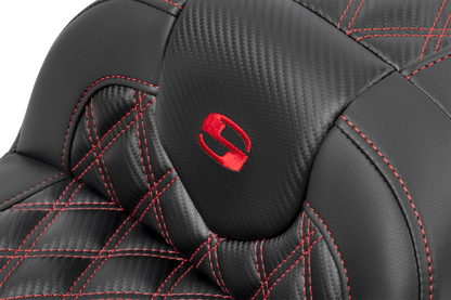 Saddlemen Roadsofa Carbon Fiber Red Lattice Gel Seat 2023-2025 Harley Touring