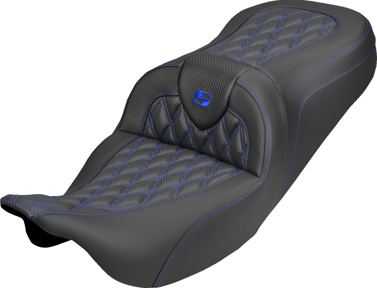 Saddlemen Roadsofa Blue Lattice Carbon Gel Seat fits 2008-2025 Harley Touring