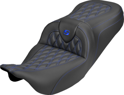 Saddlemen Roadsofa Blue Lattice Carbon Gel Seat fits 2008-2025 Harley Touring