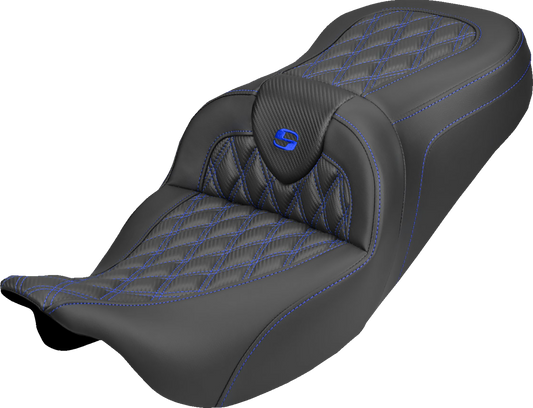 Saddlemen Roadsofa Blue Lattice Carbon Gel Seat fits 2008-2025 Harley Touring