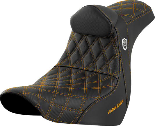 Saddlemen SDC Pro Series Gold Lattice Seat & Backrest 18-24 Harley Softail FXLR