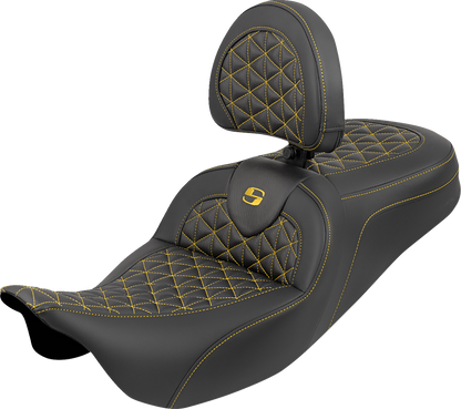 Saddlemen Roadsofa Gold Tri Gripper Seat & Backrest for 2008-2024 Harley Touring
