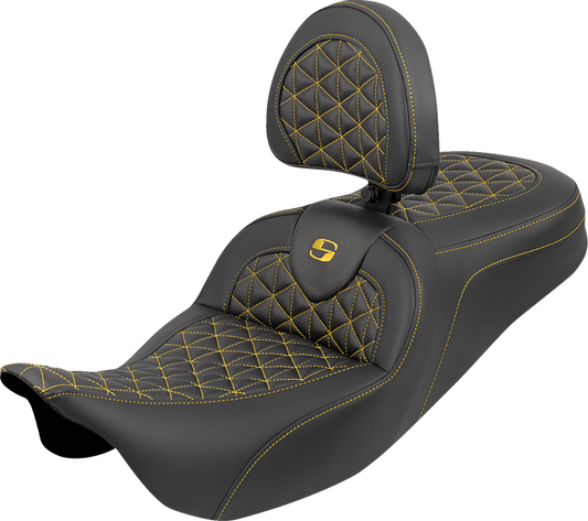 Saddlemen Roadsofa Gold Tri Gripper Seat & Backrest for 2008-2024 Harley Touring