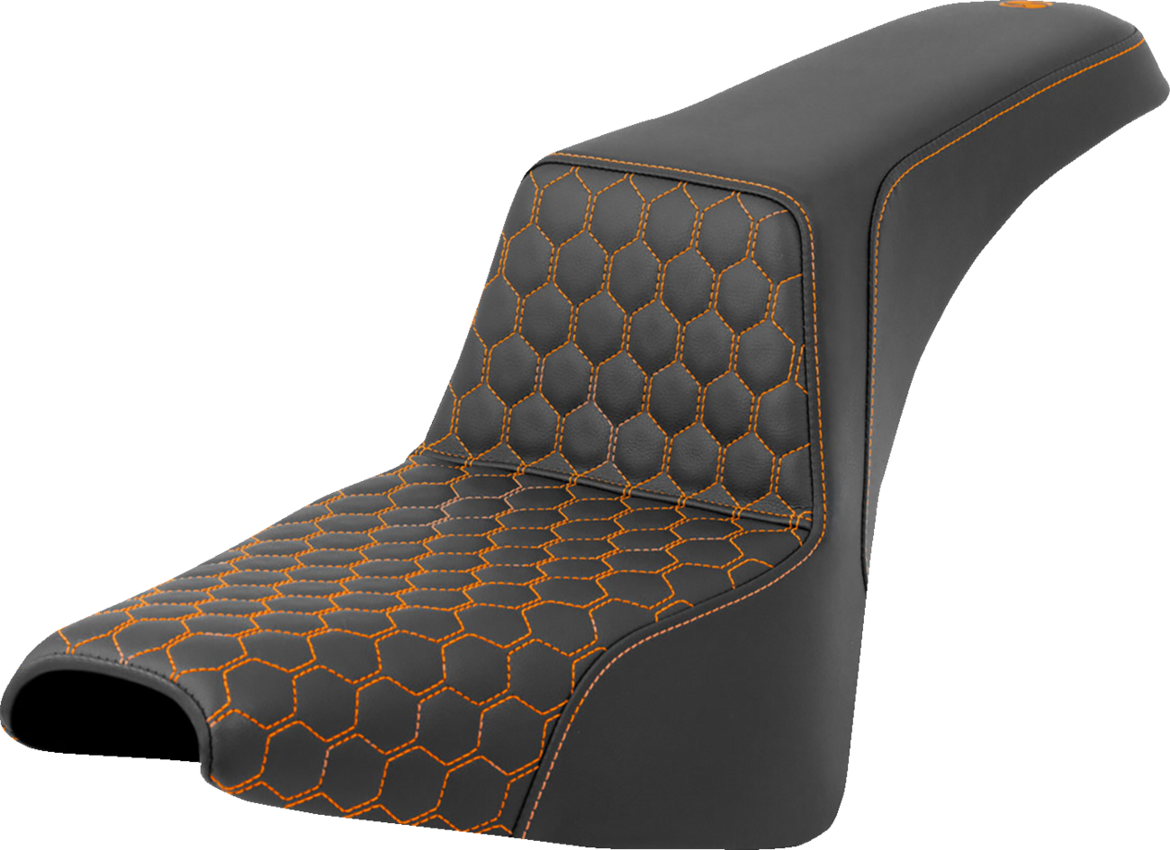 Saddlemen Step Up Orange Honeycomb Seat for 2018-2025 Harley Softail FXBB FXST