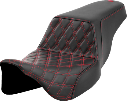 Saddlemen Step-Up Red Lattice Stitch Gelcore Seat for 2008-2024 Harley Touring
