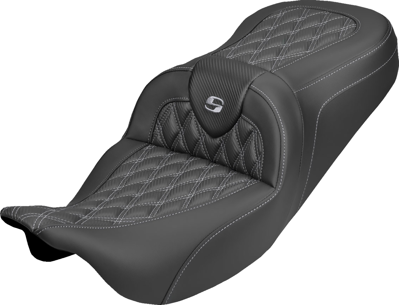 Saddlemen Roadsofa Silver Lattice Carbon Gel Seat fits 2008-2025 Harley Touring