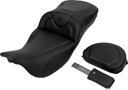 Saddlemen Roadsofa Carbon Fiber Extended Seat w/ Backrest 2008-24 Harley Touring