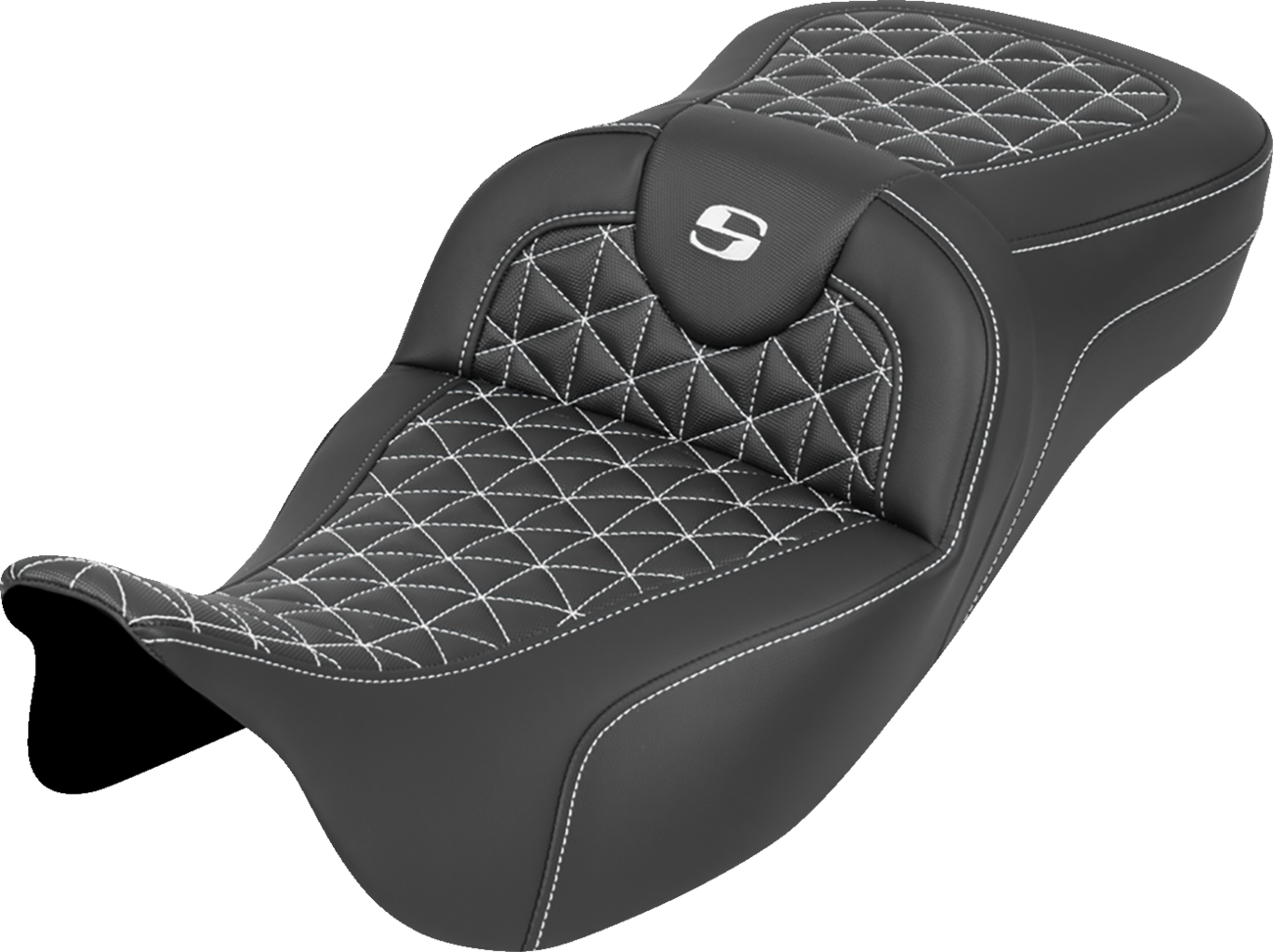 Saddlemen Roadsofa White Tri Gripper Extended Seat for 2008-2025 Harley Touring