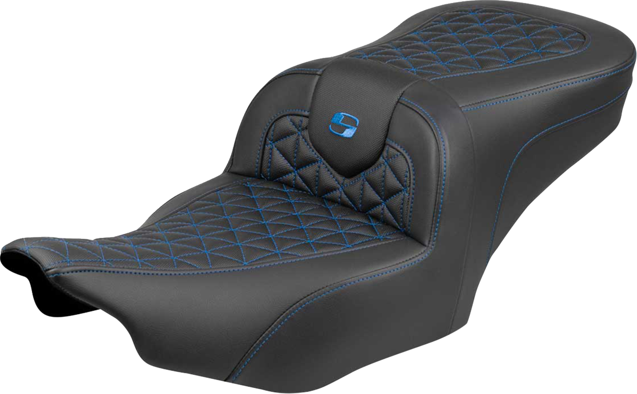 Saddlemen Roadsofa Blue Tri Gripper Seat for 2023-2025 Harley Road Street Glide