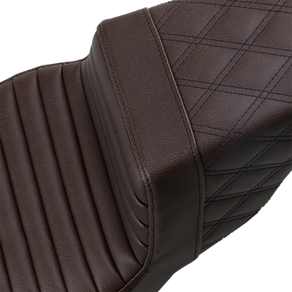 Saddlemen Brown Step-Up Tuck-n-Roll Lattice Seat for 2008-2024 Harley Touring