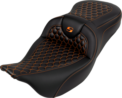 Saddlemen Roadsofa Orange Honeycomb Gelcore Seat fits 2008-2025 Harley Touring