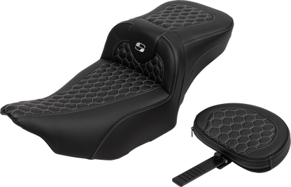 Saddlemen Roadsofa Silver Honeycomb Extended Seat Backrest 23-25 Harley Touring