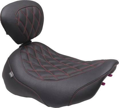 Mustang Wide Tripper Red Diamond Solo Seat & Backrest 2023-2025 Harley Touring