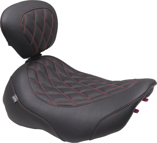 Mustang Wide Tripper Red Diamond Solo Seat & Backrest 2023-2025 Harley Touring