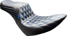 Le Pera Tailwhip Blue Diamond Stitch Seat for 2018-2026 Harley Softail Low Rider