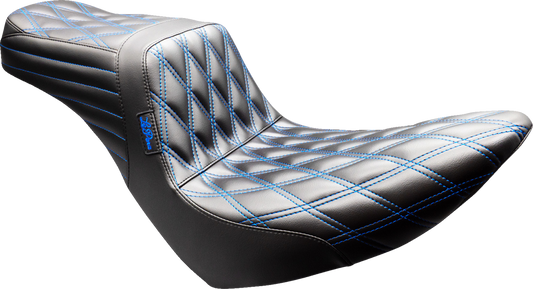Le Pera Tailwhip Blue Diamond Stitch Seat for 2018-2026 Harley Softail Low Rider