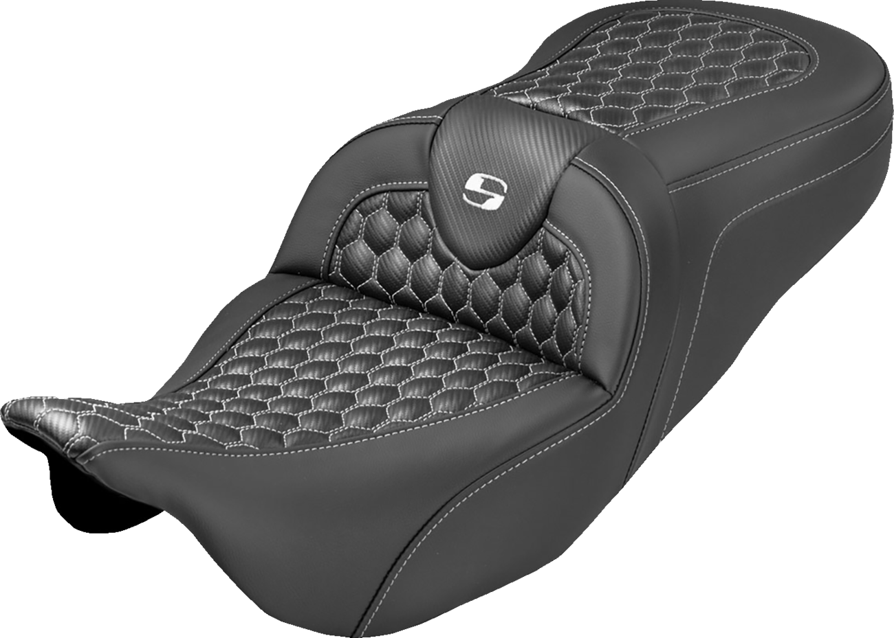 Saddlemen Roadsofa White Honeycomb Stitch Gel Seat fits 2008-2025 Harley Touring