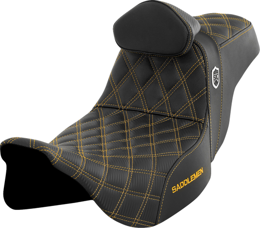 Saddlemen SDC Pro Series Gold Lattice Seat & Backrest for 2008-24 Harley Touring