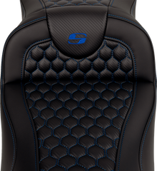 Saddlemen Roadsofa Blue Honeycomb Extended Gel Seat for 2008-2025 Harley Touring