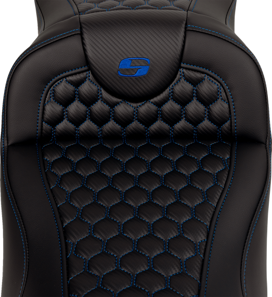Saddlemen Roadsofa Blue Honeycomb Extended Gel Seat for 2008-2025 Harley Touring