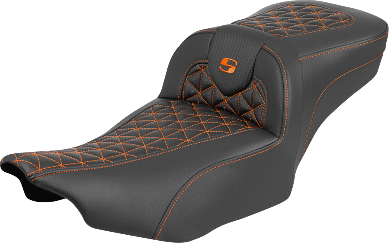 Saddlemen Roadsofa Orange Tri Gripper Extended Seat for 2023-2025 Harley Touring