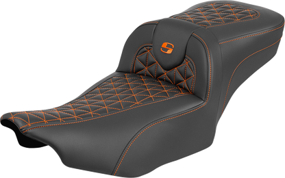 Saddlemen Roadsofa Orange Tri Gripper Extended Seat for 2023-2025 Harley Touring