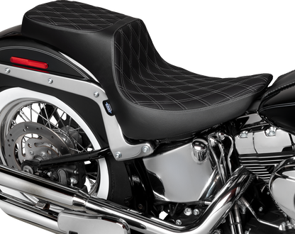 Drag Specialties Predator Silver Diamond Seat 2000-2017 Harley Softail FLST FXST