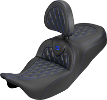 Saddlemen Roadsofa Blue Lattice Carbon Seat & Backrest for 08-25 Harley Touring