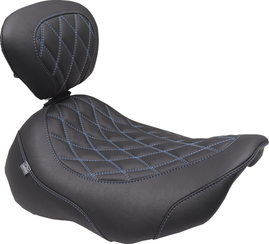 Mustang Wide Tripper Blue Diamond Solo Seat for 2023-25 Harley Road Street Glide