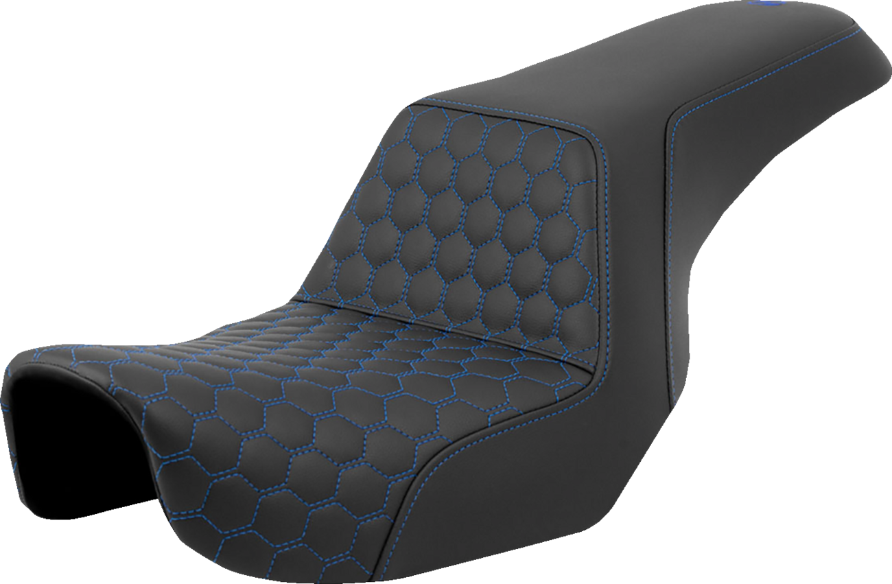 Saddlemen Step Up Blue Honeycomb Stitch Seat fits 2006-2017 Harley Dyna FXD FLD