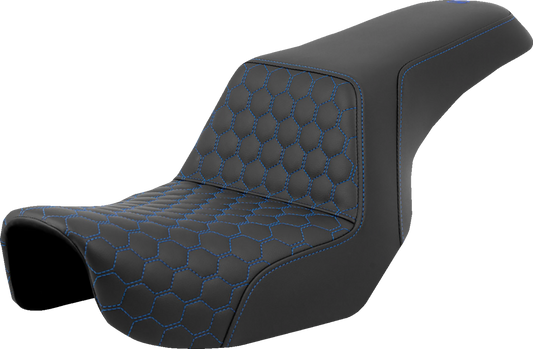 Saddlemen Step Up Blue Honeycomb Stitch Seat fits 2006-2017 Harley Dyna FXD FLD