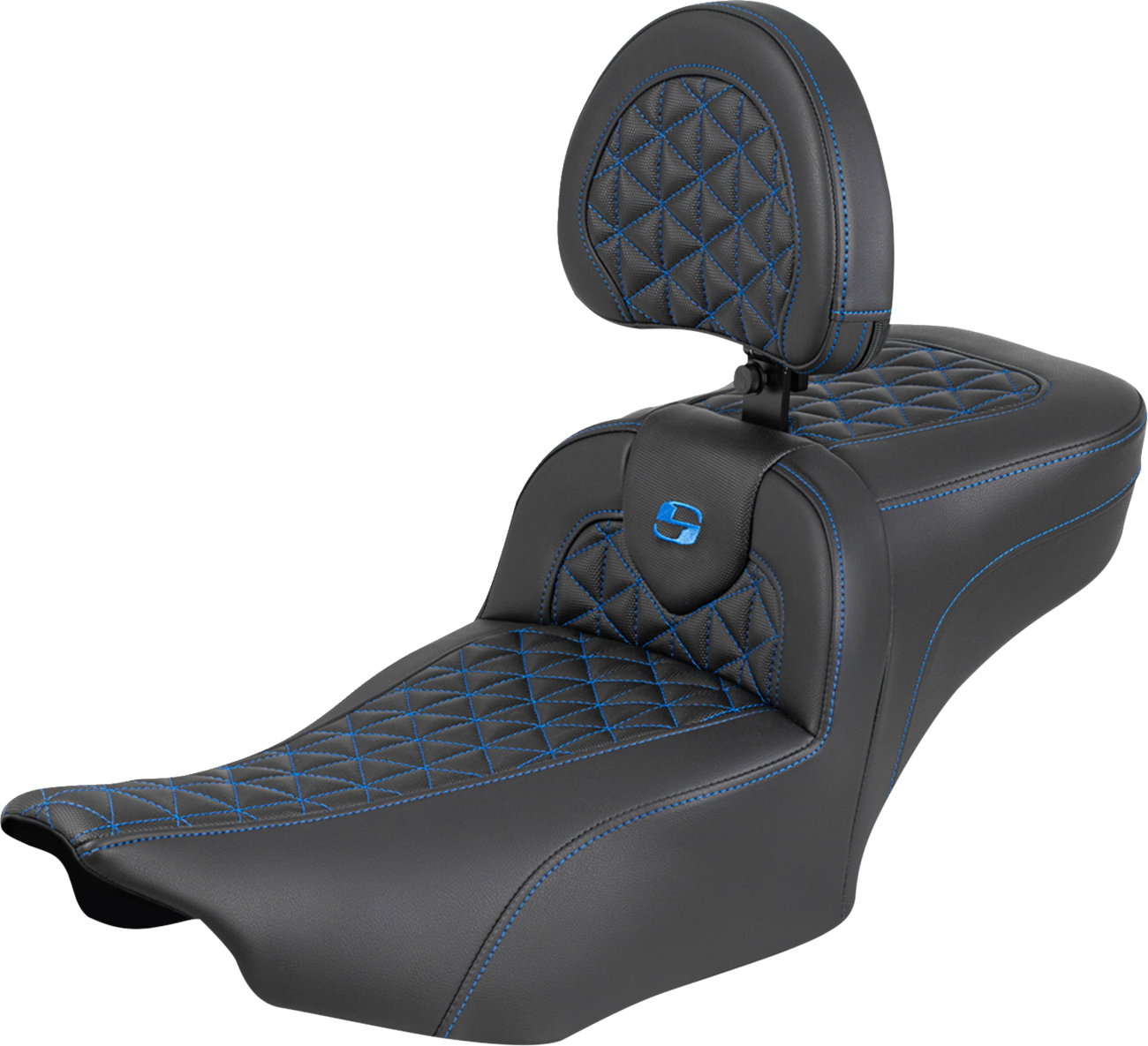 Saddlemen Roadsofa Blue Tri Grip Extended Seat Backrest for 23-25 Harley Touring
