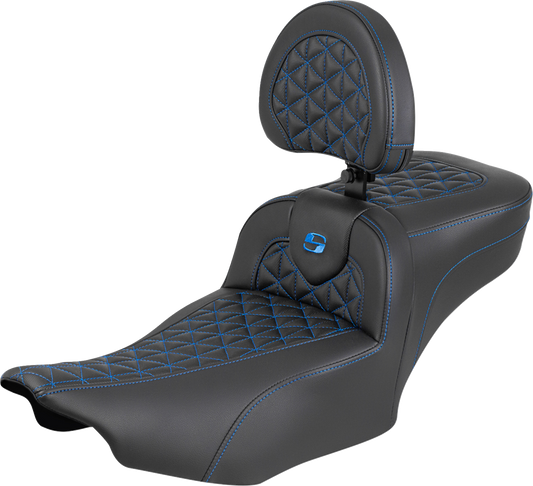 Saddlemen Roadsofa Blue Tri Grip Extended Seat Backrest for 23-25 Harley Touring