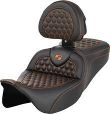 Saddlemen Roadsofa Orange Honeycomb Gel Seat & Backrest 2008-2025 Harley Touring