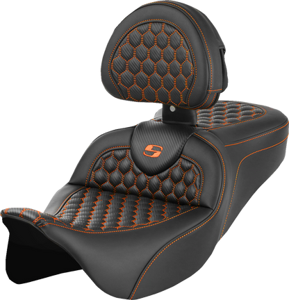 Saddlemen Roadsofa Orange Honeycomb Gel Seat & Backrest 2008-2025 Harley Touring