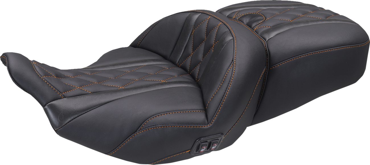 Mustang Super Tour Orange Diamond Heated Seat for 23-26 Harley Street Road Glide
