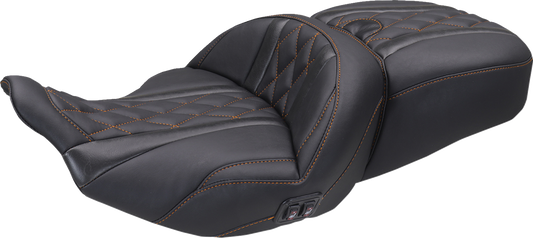 Mustang Super Tour Orange Diamond Heated Seat for 23-26 Harley Street Road Glide
