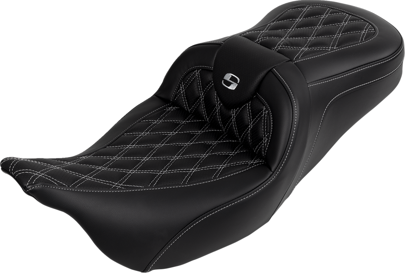 Saddlemen Roadsofa Silver Lattice Gel Seat & Backrest for 2008-24 Harley Touring