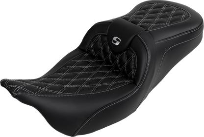 Saddlemen Roadsofa Silver Lattice Gel Seat & Backrest for 2008-24 Harley Touring