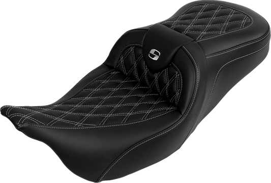 Saddlemen Roadsofa Silver Lattice Gel Seat & Backrest for 2008-24 Harley Touring