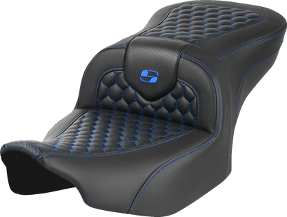 Saddlemen Roadsofa Blue Stitch w/ Backrest Gel Seat for 2023-2025 Harley Touring