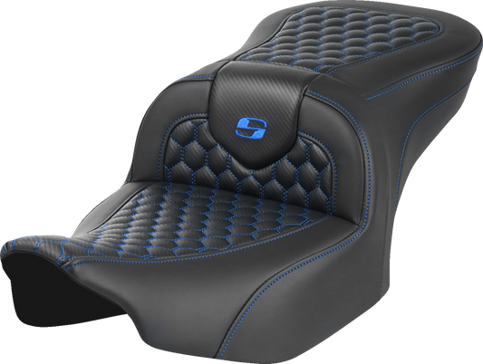 Saddlemen Roadsofa Blue Stitch w/ Backrest Gel Seat for 2023-2025 Harley Touring