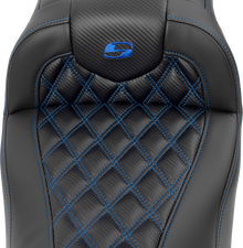 Saddlemen Roadsofa Carbon Fiber Blue Lattice Gel Seat 2023-2026 Harley Touring